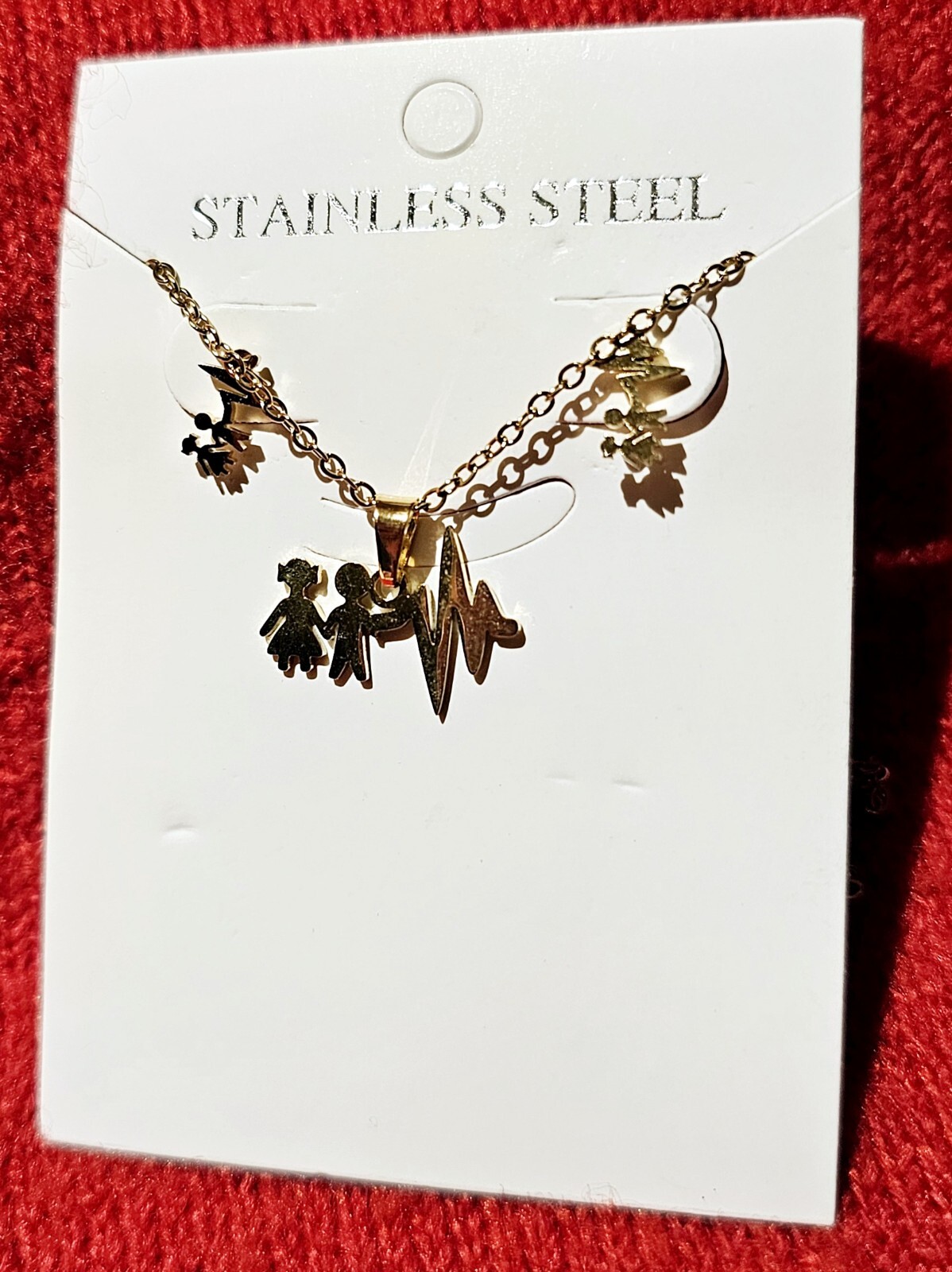 Gold Plated Stainless Steel Heart Pendant Necklace & Earrings Set