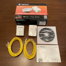 TRENDnet & Actiontec 500 Mbps Compact Powerline AV Adapters Disk Cables READ