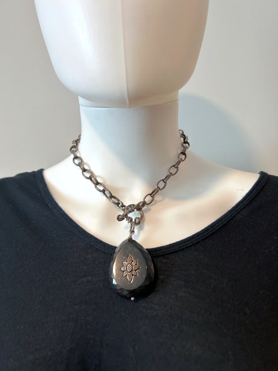Stephen Dweck Onyx flower pendant Necklace eBay