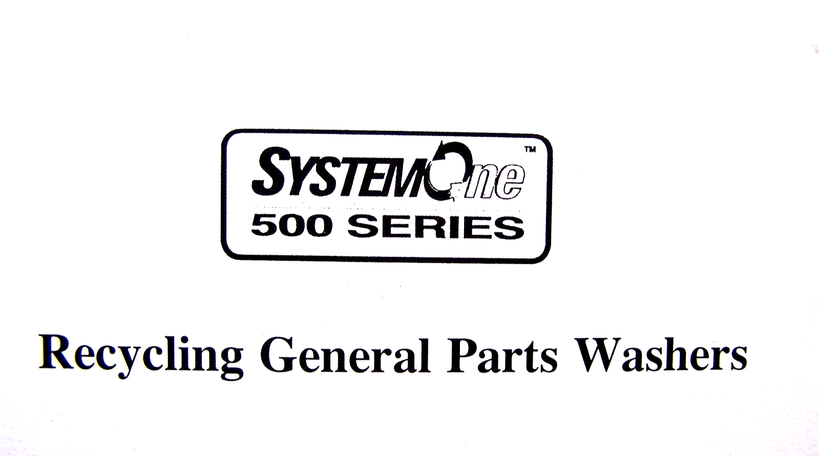 SystemOne 500 Series Recycling General Parts Washer User Manual eBay