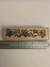 Stampendous EL014 Beaucoup Des Papillions Wood Mounted Rubber Stamp RS7