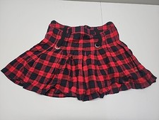 Royal Bones Daang Red Plaid Pleated Mini Skirt Medium Emo Goth Punk