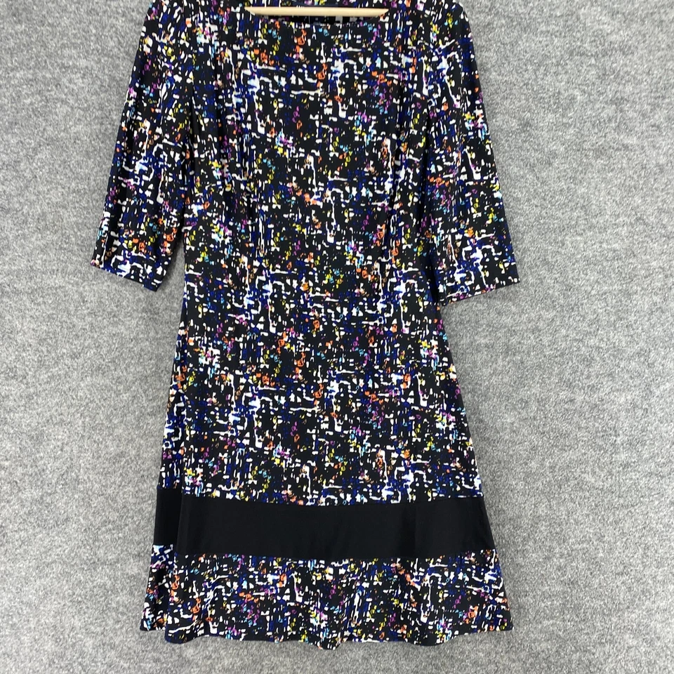 Vestido American Living Feminino 10 Preto Geométrico Mudança Midi Manga 3/4 Casual - Imagem 4 de 4