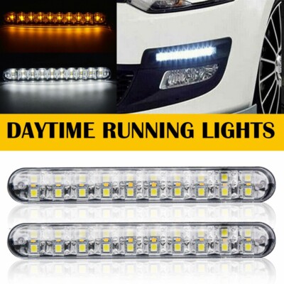 LED Car Daytime Running Light White DRL Driving Signal Lamp Amber Universal 12V