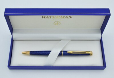 Waterman  Hemisphere  Ballpoint Pen Blue Marble  Lacquer & Gold In Box  *