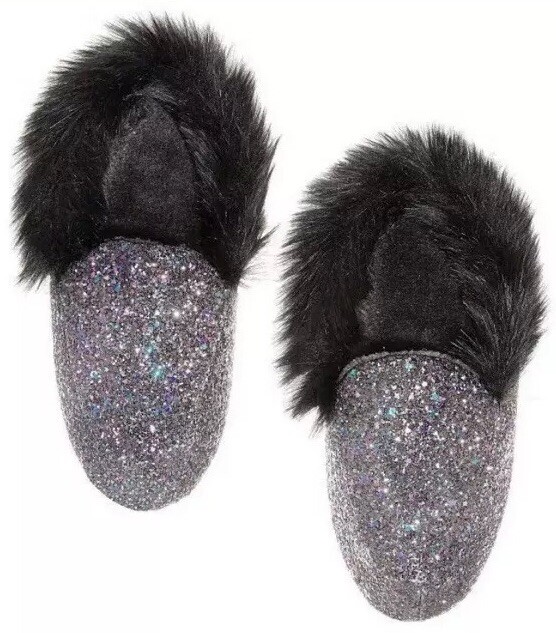 PANTOFOLA D’ORO Pantofola Victoria's Secret Black Glitter Ho Glam pelliccia nera S (5 6)