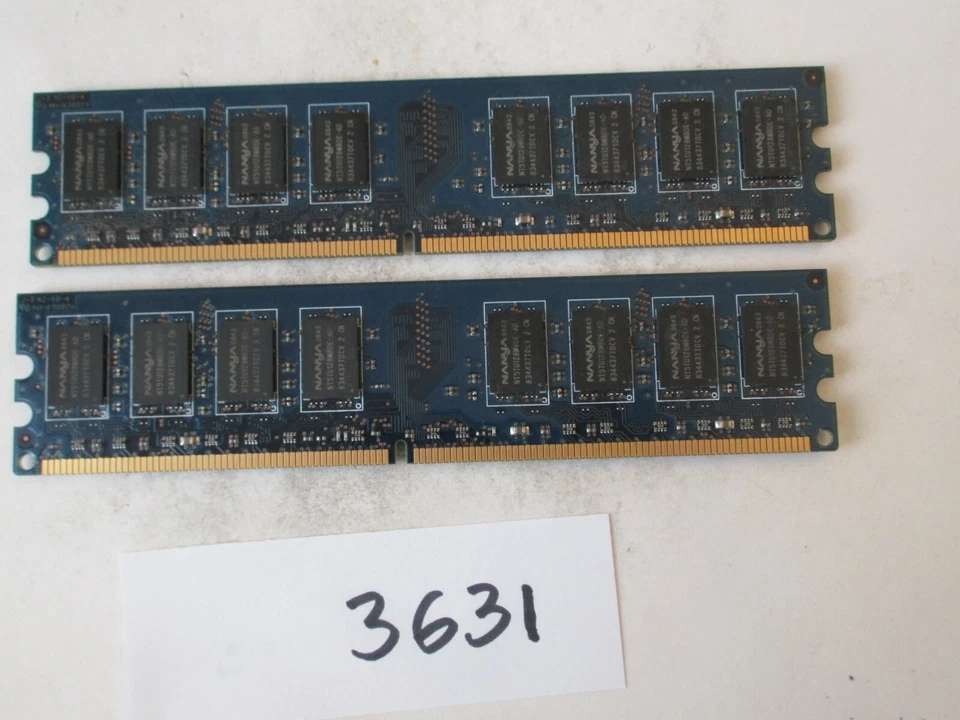 Nanya NT2GT64U8HD0BY-AD 2x2Gb=4Gb PC2-6400 800Mhz DDR2 Desktop Memory RAM (3631) - Image 2 of 2