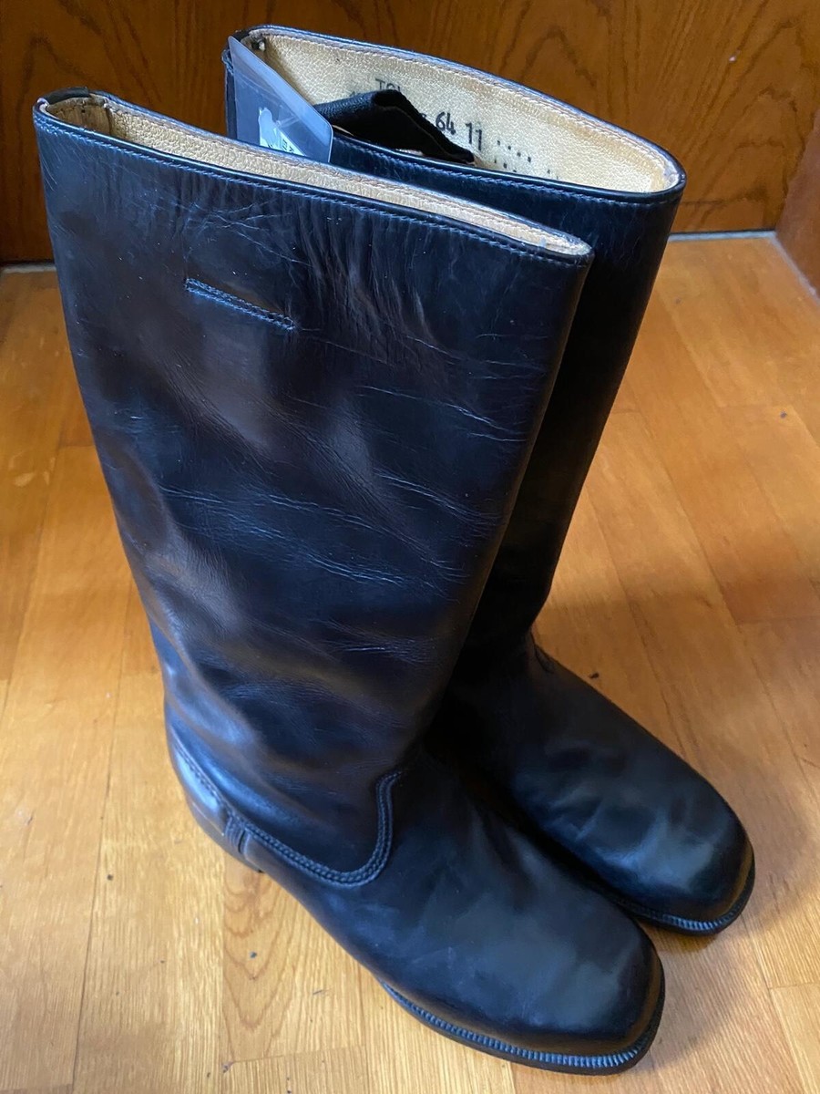 Vtg East German NVA Leather Jackboots Military Black Mens 10-10.5 Motorcycle Nva Boots | eBay main image 2