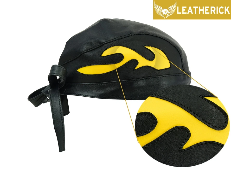 Leather Motorcycle BANDANA Du Doo Rag Flames Style Head Wrap Bikers Skull Cap AU - image 3 of 4