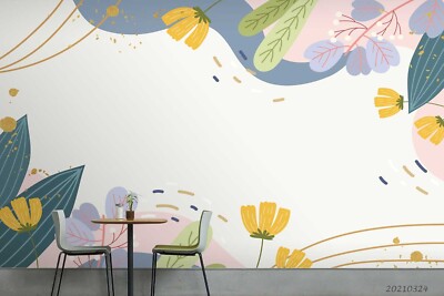 3D Flower Leaves Floral Watercolor Wallpaper Wall Murals Removable Wallpaper 18