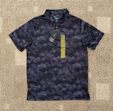 Men's Size M PGA Tour Short Sleeve Polo Golf Shirt Caviar Black Moisture Wicking