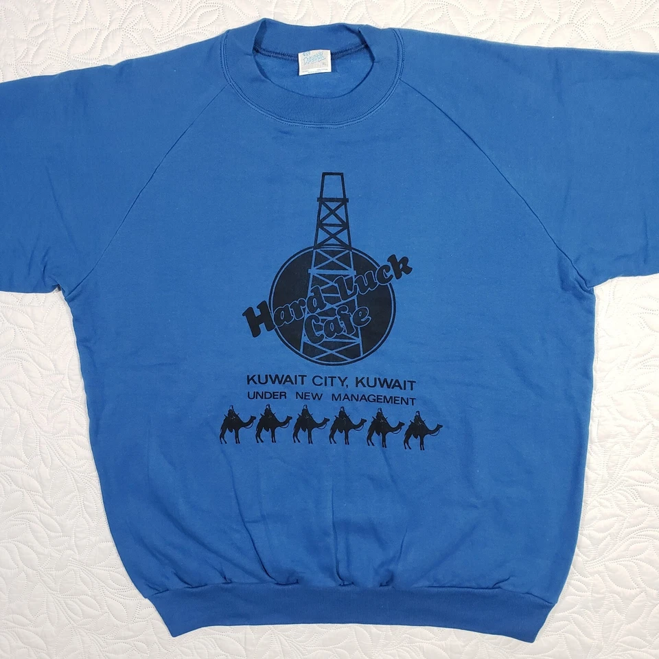 Moletom Masculino Vintage Kuwait Hard Luck Cafe XL Azul Paródia Nova Gestão - Imagem 3 de 4