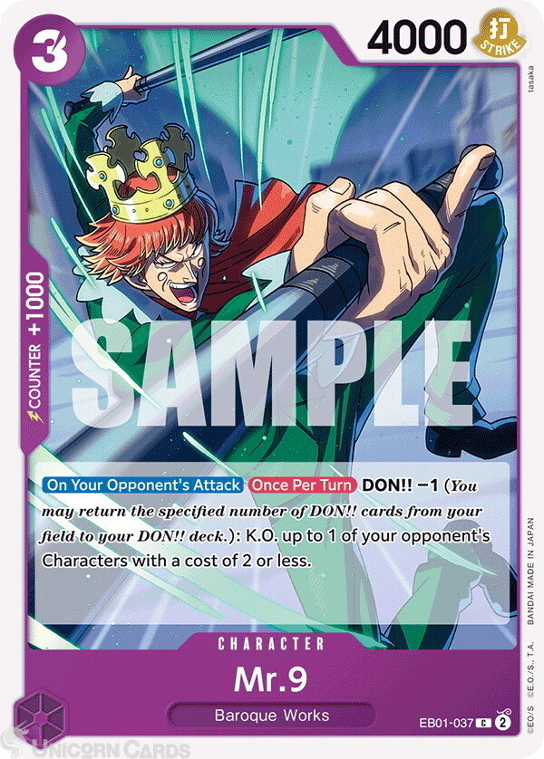EB01-037 Mr. 9 : Common One Piece English TCG Card : EB01: Extra Booster - Memor