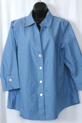 FOXCROFT NYC Heritage Blue No Iron Shpd Fit Blse 51 In Chst 29 In Lng Sz 16W EXC