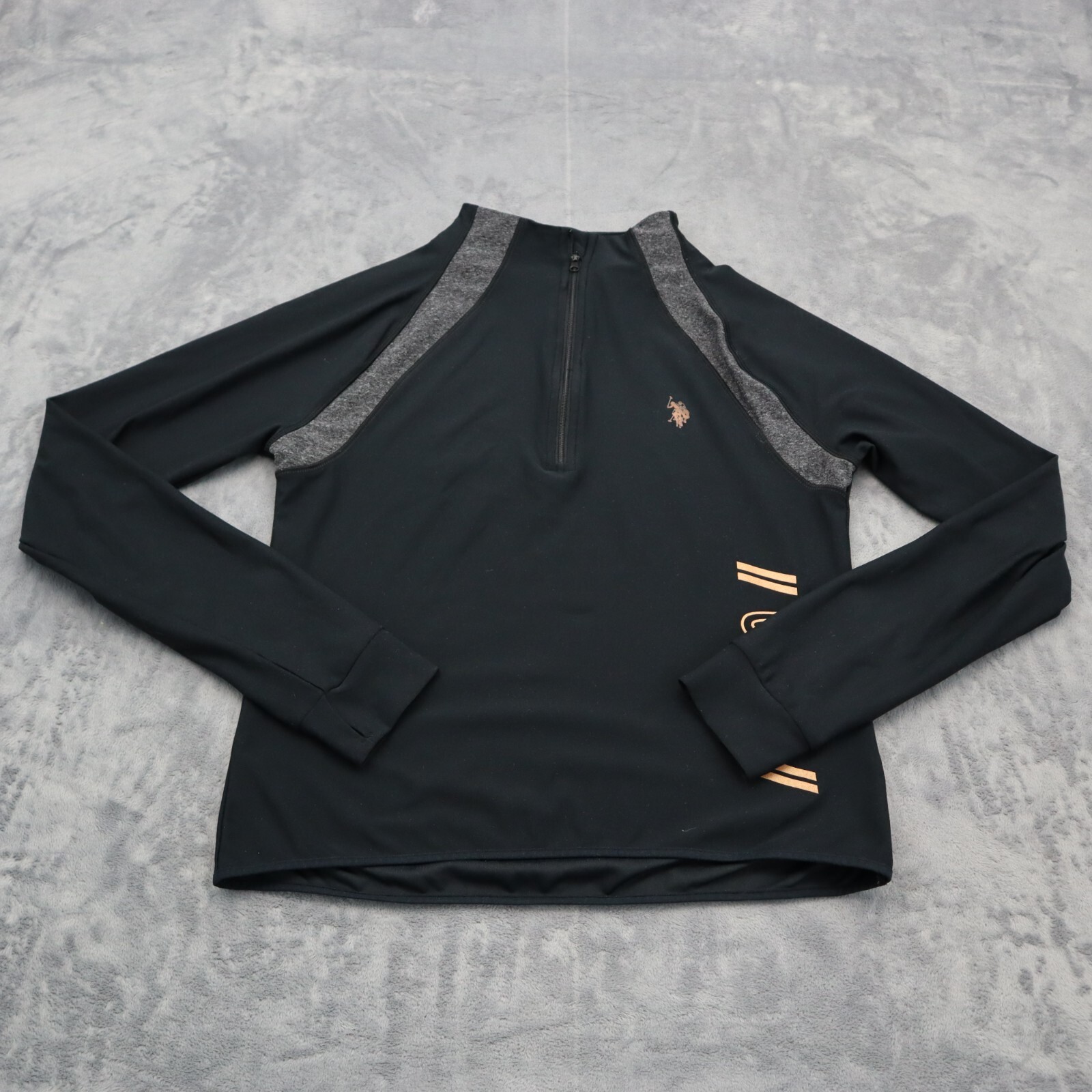 US Polo Assn Womens Medium Black Casual Lightweight Full Zip Sweatshirt USPA  | eBay