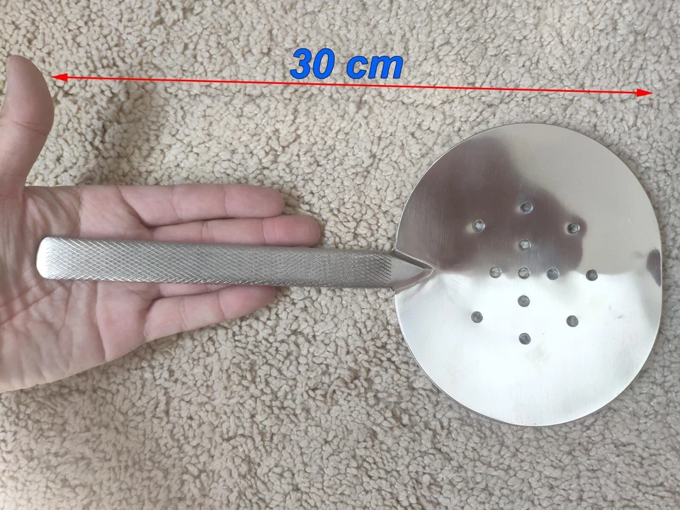 Uzbek plov lid, Uzbekistan Handmade Stainless Steel Skimmer (30 cm or 11.8 inch) - Image 2 of 4