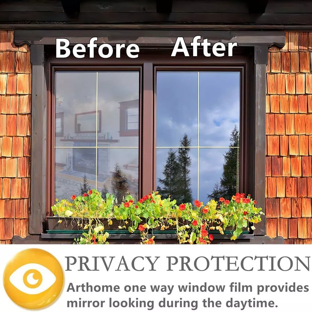 Arthome Window Tint for Home One Way Mirror Film Daytime Privacy Heat  Control Re