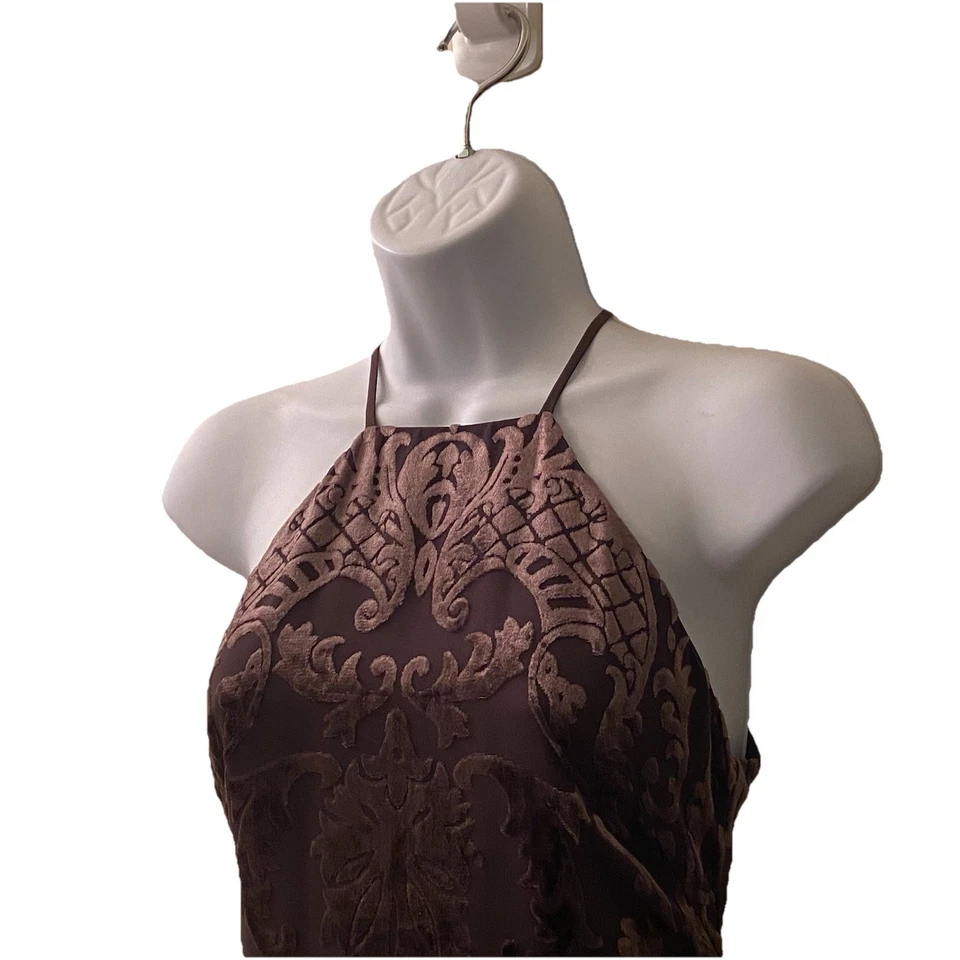 90s Y2K Velvet Floral Burnout Maxi Dress Size 2 Petite Boho Forest Fairy Goth - Image 3 of 4