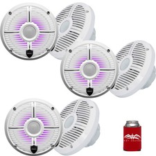 Wet Sounds Three Pairs RECON 6 XW-W RGB LED Recon 6.5" Speakers White XW Grilles