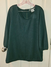 Junarose green knit Top, 3/4 sleeve, elastic hem, women's size 2X