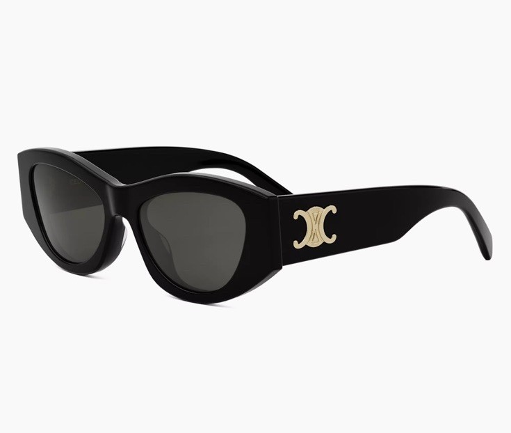 Celine CL40308U 01A Triomphe Women Sunglasses Black Gold Grey Lens
