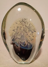 1997 6.75" 4.5 Pound Signed Robert Eickholt Eternal Flame Art Glass Paperweight
