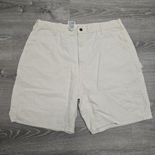 Vintage Carhartt Shorts Men 40 White Denim Carpenter 8" Workwear Painter B36 Y2K