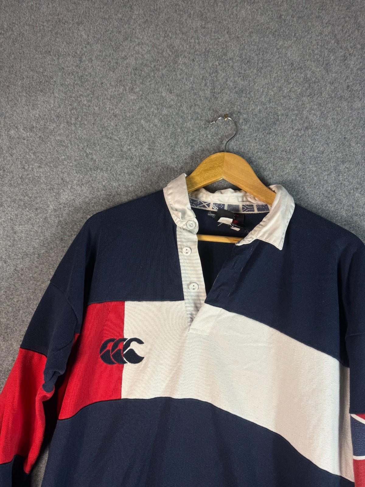 Canterbury Polo Shirt Mens Large Blue Regular Fit Long Sleeve Outdoor Casual