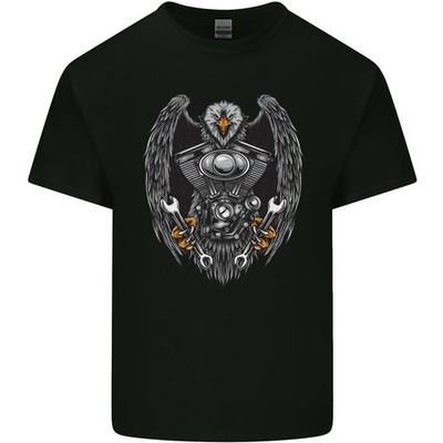 Gildan Kinder T-Shirt Eagle Motorcycles Motorbike Biker Grafik Print Schwarz