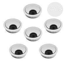 6 Pcs Silver Desk Grommets, 2 inch Metal Desk Grommet, Zinc Alloy Cable Gromm...