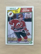 1983-84 O-Pee -Chee #227 New Jersey Devils Aaron Broten Autograph NRMT Condition