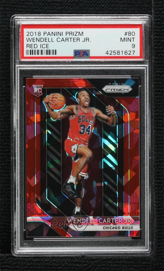 2018-19 Panini Prizm Red Ice Prizm Wendell Carter Jr #80 PSA 9 MINT e0v