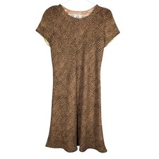 ICE Animal Print Mini Dress 8P Brown Giraffe Safari Classic Chic Retro Neutral
