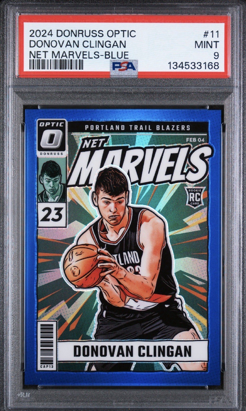 2024-25 Donruss Optic Net Marvels Donovan Clingan #11 Blue Prizm /49 (RC)