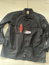 Dickies Mens Long Sleeve Twill Work Shirt Workwear - 574 Black Size XL NEW