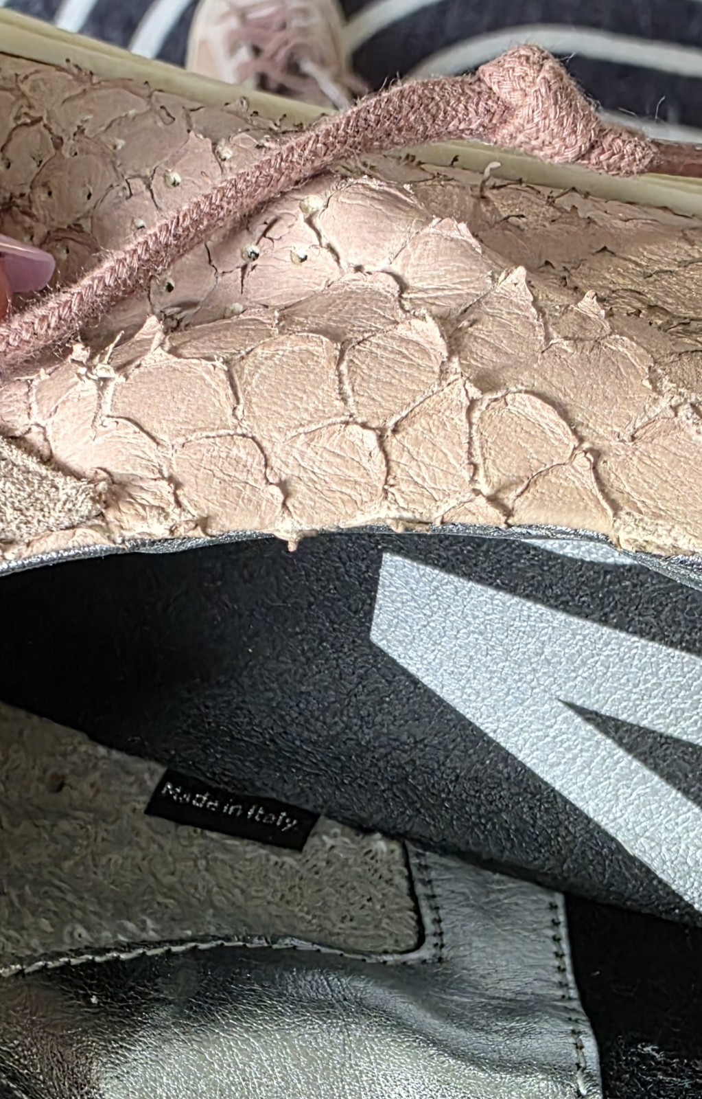 P448 Pink Python John Snake Embossed Leather Sued… - image 7