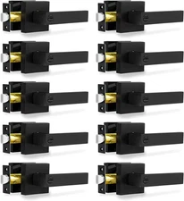 Privacy Door Levers, 10 Pack Matte Black Door Handles Heavy Duty Bed and Bath Do