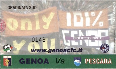 Genoa vs Pescara Serie B 2003-2004 Football Gradinate Sud Invitation Ticket