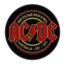 AC/DC Patch High Voltage Australia 1973 Official New Black Circular Woven Size