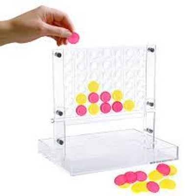 Acrylic 4 in a Row Game Connect 4 Pink Yellow Trademark Games 83-DT6139