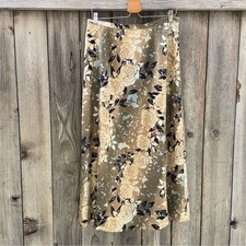 Vintage Talbots Floral Print Silk Midi Skirt Size 12