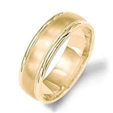 ArtCarved White 14 Karat Yellow Gold Milgrain Edge Wedding Band Size 10.5 *