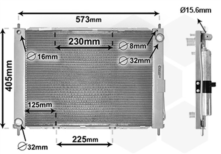 RADIATOR ENGINE COOLING 4300M405 FOR RENAULT K9K774/764 1.5L 4cyl CLIO III