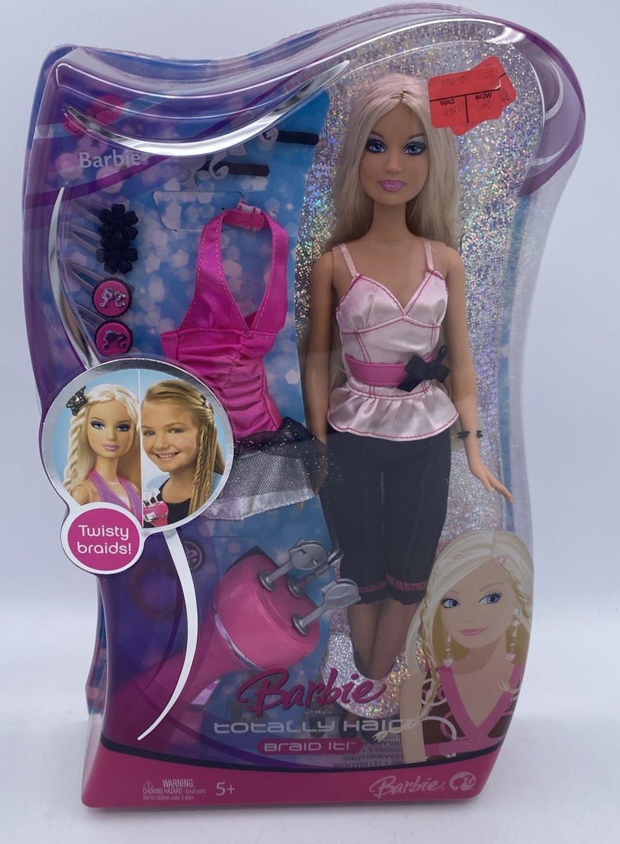 Barbie ヒョウ柄 ドライヤー Barbie Totally Hair Braid it ! Brand new with braiding tool +