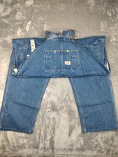 Round House Bib Overalls Mens 56x30 Blue Denim 100 Cotton Workwear Lot 699
