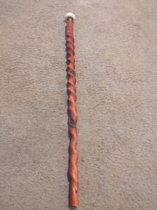 Vintage Wooden Wood Twisted Spiral Cane 35"Cane 