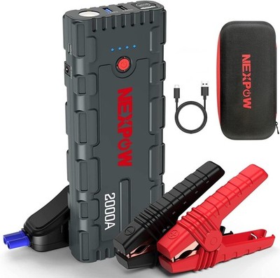 NEXPOW Starthilfe Powerbank, 2000A Spitzenstrom Auto Starthilfe, 12V Tragbarer