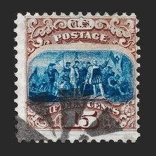 #118 var Brown & Blue Type I with Significant Downward Vignette Shift. CV $900++