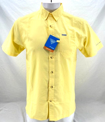 NEW Columbia Slack Tide Camp Short Sleeve PFG Yellow Button Up SS