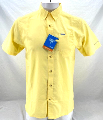 NEW Columbia Slack Tide Camp Short Sleeve PFG Yellow Button Up SS